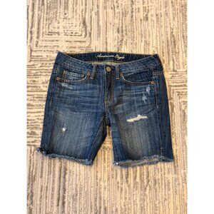American Eagle women's size 2 (waist: 28") blue denim distressed shorts